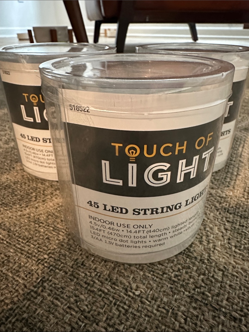Set of 3: Warm White 45 LED String Lights - Indoor